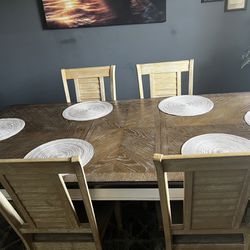 Wood Dining Table Set With 6 Chairs