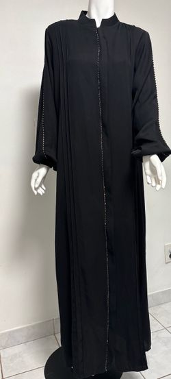 Black Abaya with Embellished Trim Detail
