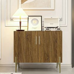 Brown Wooden Sideboard Cabinet ‼️The table corner was slightly damaged during transport; please see the photo.‼️
