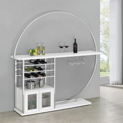 2 Door Circular LED Wine Cabinet White High Gloss