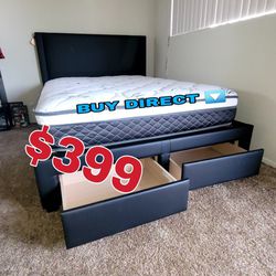 NEW BED FRAME QUEEN MATTRESS INCLUDED SAME DAY DELIVERY OR PICK UP 