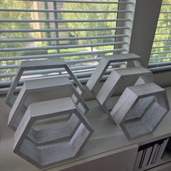 Wall Shelves Decor Set Of 6 Honeycomb Style 