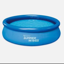 Summer Waves 10 ft 30 in Quick Set Inflatable Above Ground Pool w/ Filter Pump