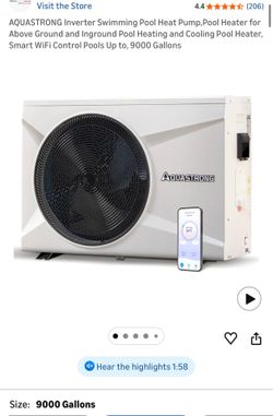 Inverter Swimming Pool Heat Pump,Pool Heater for Above Ground and Inground Pool Heating and Cooling Pool Heater, Smart WiFi Control Pools Up to, 9000