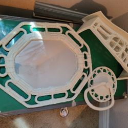 White Wicker Rattan Home Interiors Party Bathroom Bedroom Vanity Mirror Shelf 