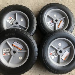 8” PVC Hub Solid Rubber Tires Set Of 4