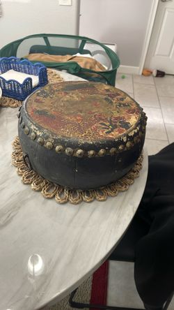 CHINESE ANTIQUE DRUM WORKING DECORATIVE  12” Wide 7” Tall 