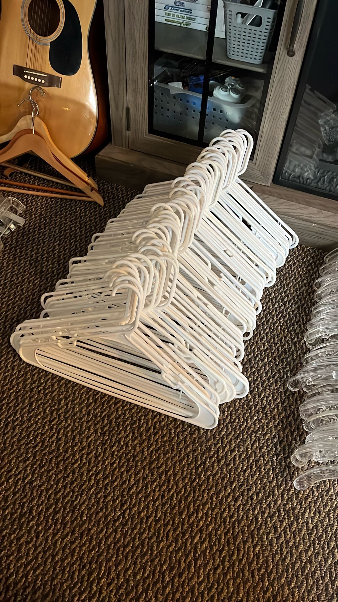 White plastic hangers