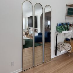 Set Of 3 Vintage 80s Brass Arched Mirrors