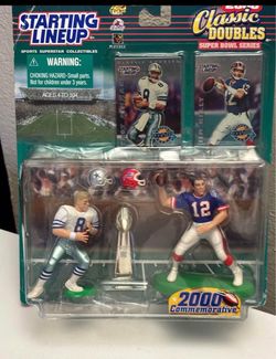 2000 Troy Aikman / Jim Kelly NFL STARTING LINEUP CLASSIC DOUBLES Super Bowl