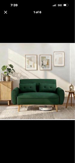 Green velvet sofa