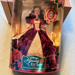 MATTEL  1997 - DISNEY - BEAUTY AND THE BEAST - ENCHANTED CHRISTMAS. DOLL - HOLIDAY PRINCESS BELLE - #16710 - Second In a Series