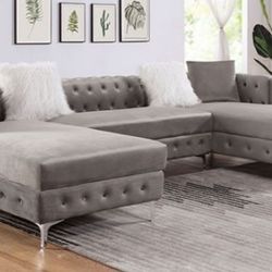 Brand New Grey Modern Style Sectional Sofa (Ottoman Sold Separately)