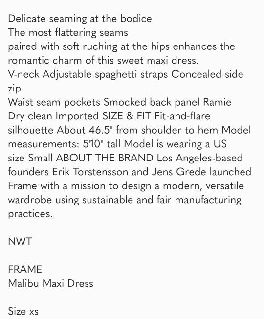 Frame NWT Maxi Dress $578