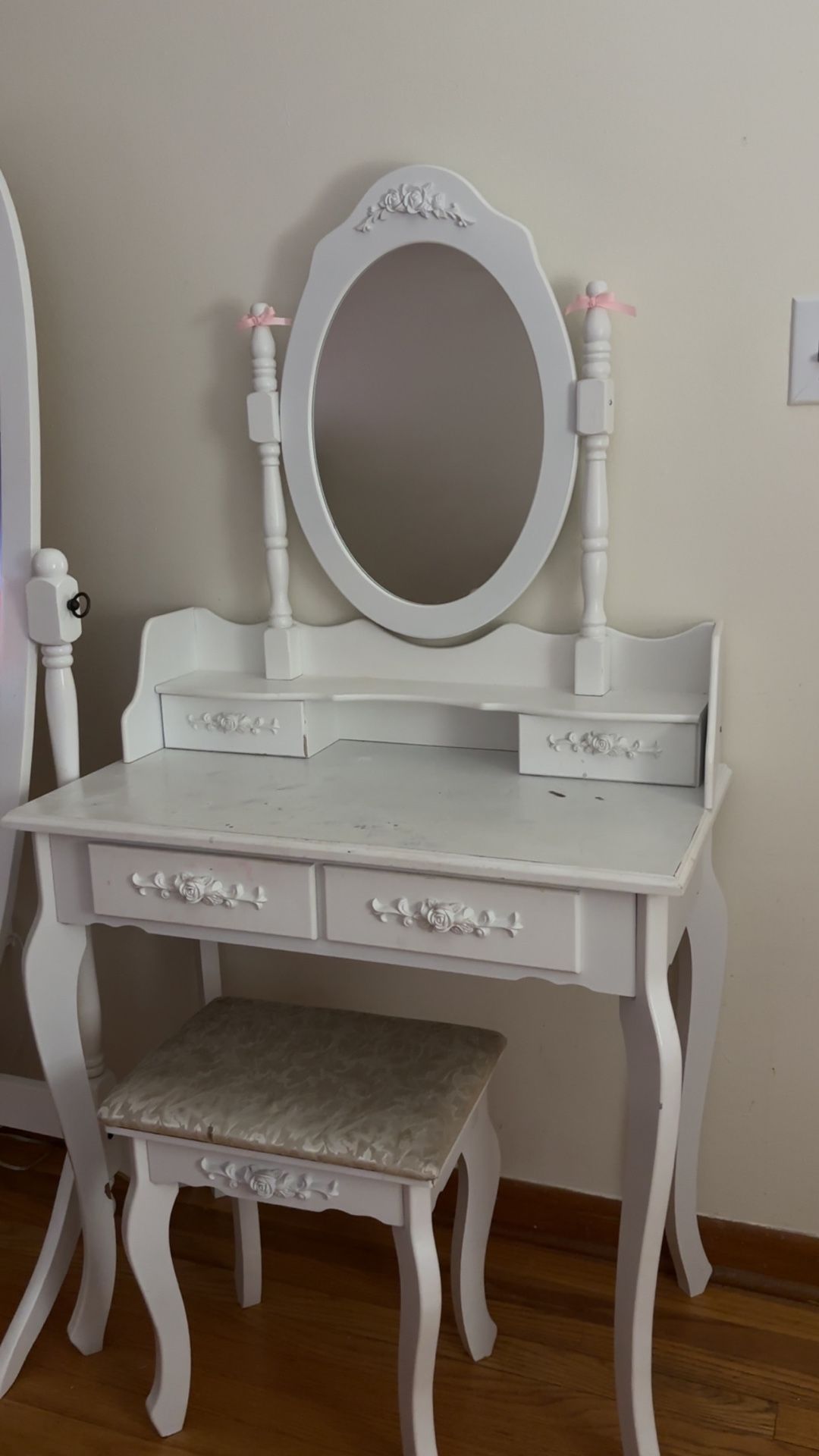 White Vanity with stool for remodel/DIY project