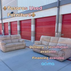 Tan microfiber recliner set