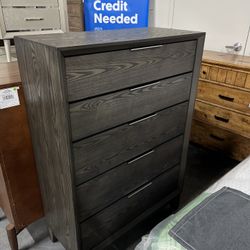 5-Drawer Chest Grey Wood 