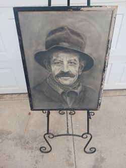 Vintage framed Old Man sketch by Lois McDowell