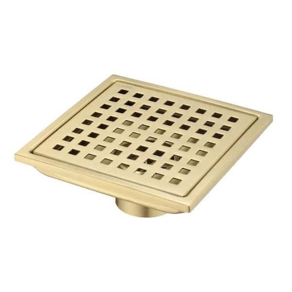 6 in. Square Shower Floor Drain in Gold