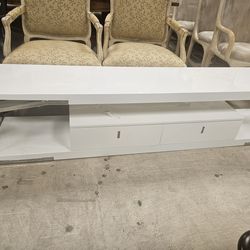 high gloss white modern tv console