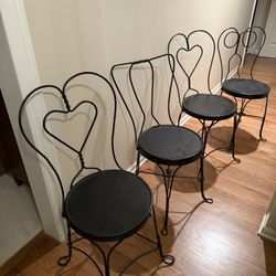 Four Black Ice Cream Parlor Chairs