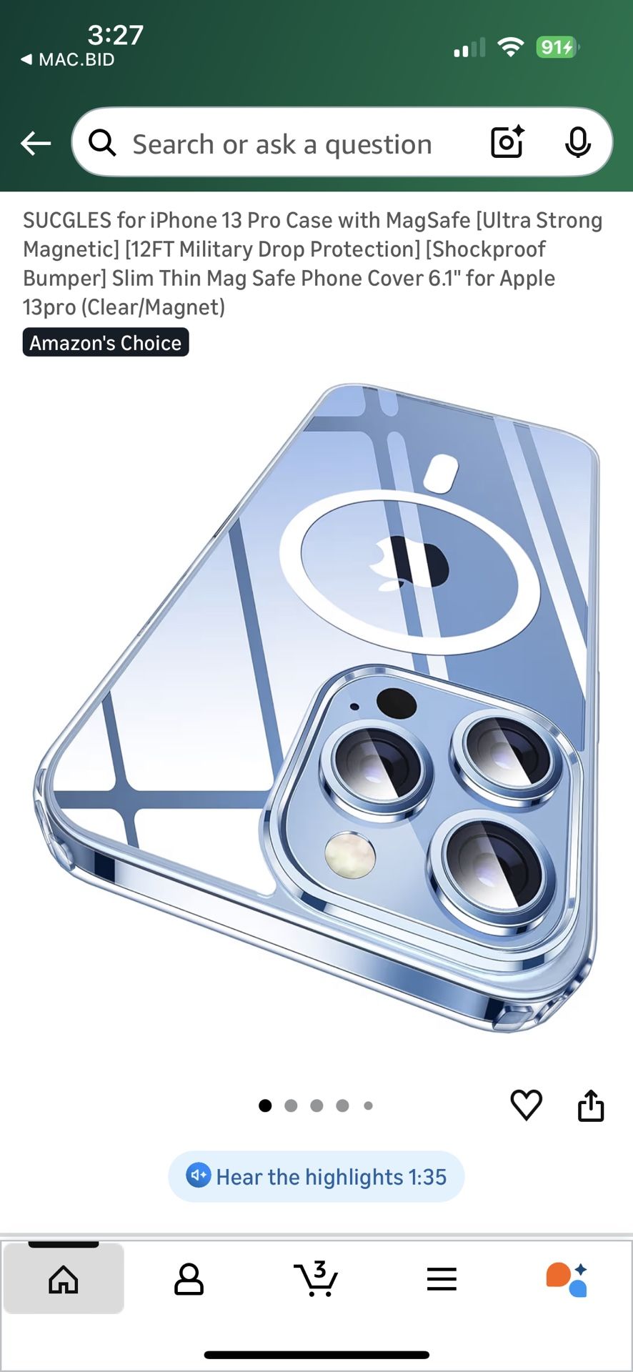 Sucgles IPHONE 13 Pro Clear Magnetic Case Brand New Never Opened