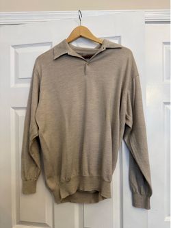 Italian Wool Silk Cashmere Blend Long Sleeve Polo Sweater