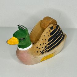 HAND CARVED WOODEN MALLARD DUCK TAPE DISPENSER HAND PAINTED (NEW)