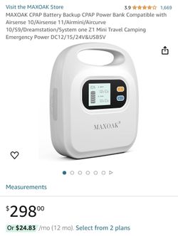 MAXOAK CPAP Battery Backup CPAP Power Bank Compatible with Airsense 10/Airsense 11/Airmini/Aircurve 10/S9/Dreamstation/System one Z1 Mini Travel Campi