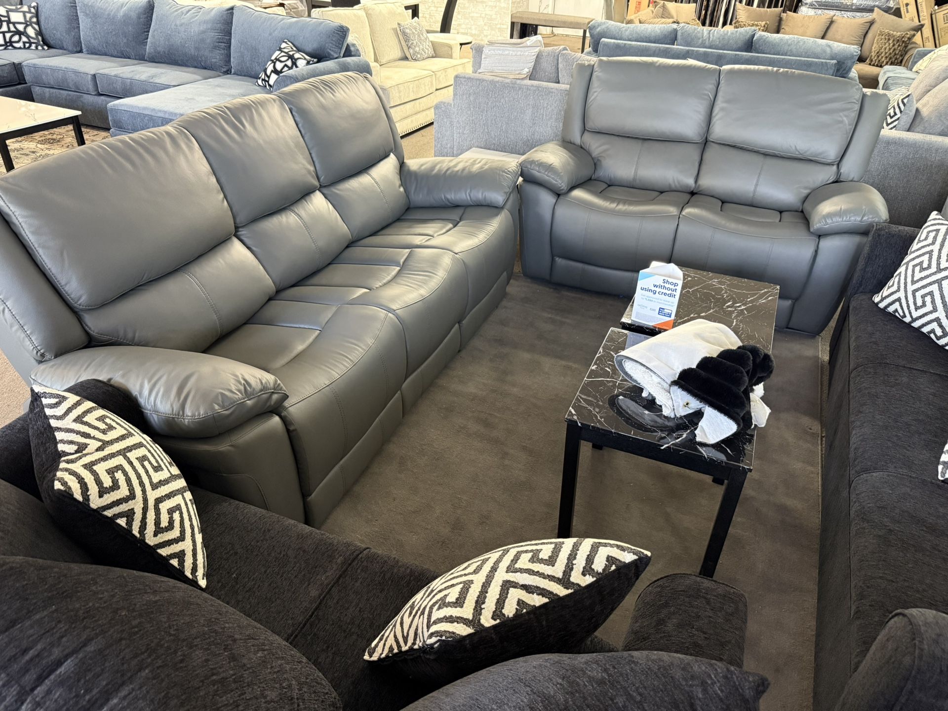 LEATHER SOFA RECLINERS GRAY COLOR