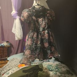 Shein Midi Black Floral Dress 