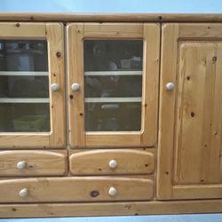 ⭐️ Solid Wood Kitchen / Storage Cabinet – Glass Doors ⭐️