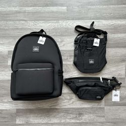 Alo Yoga Bundle Stow Backpack Crossbody Bucket Bag Explorer Fanny Pack New With Tags