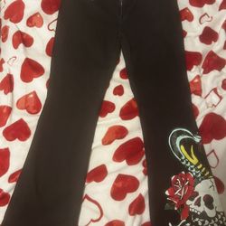 Black Ed Hardy Skull And Rose Rare Pants 