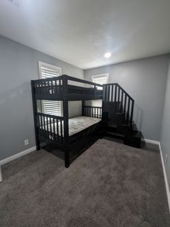 Bobs furniture wood bunkbed.