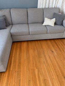 Gray Fabric L-Shaped Sectional Sofa