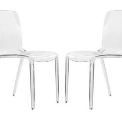 TWO Modern Transparent Plastic Stacking Chairs
