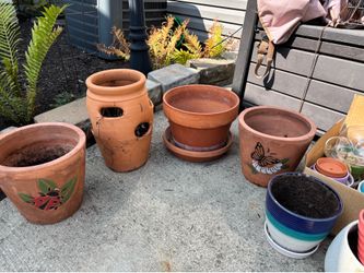 Flower Pots. Terra-cotta., Ceramic & Plastic. All For One Price.  (Johnstown Ohio)