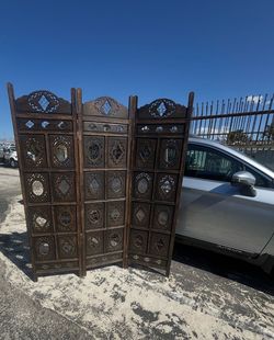 Vintage Carved Wood Screen Room Divider