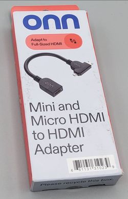 Brand New in Box! ONN. Mini and Micro HDMI to HDMI Adapter, 4K 30Hz, Gold-Plated Connectors, Black
