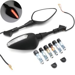 10mm 8mm LED Turn Signal Light Indicator Rearview Mirror For Honda Yamaha Suzuki PN: MT252-042-BK