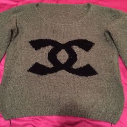 Womens green sweater blouse cc Sweatshirt One Size