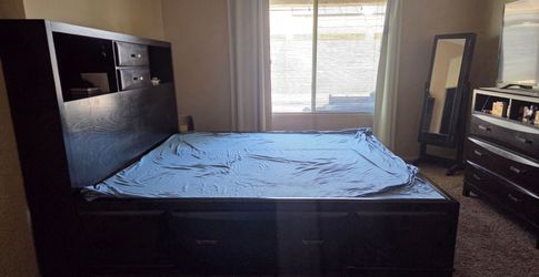 King bed frame with storage