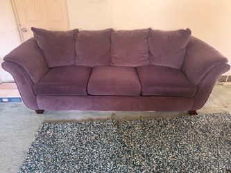 Purple Microfiber 3-Seat Sofa with Back Cushions
