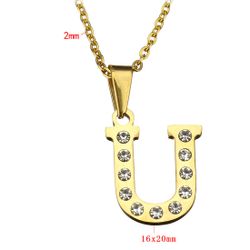 Necklace stainless steel initial alphabet letter 18k Gold Plated