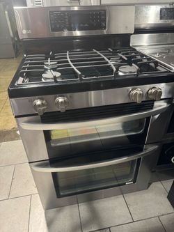 LG 30" STAINLESS STEEL 4 BURNER GAS STOVE WITH DOUBLE OVEN