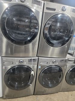 Lg Stainless Steel Washer And Dryer Set Electric Extra Large Capacity 30-day Warranty 
