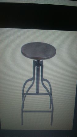 Adeco adjustable Logan metal stool with bamboo seat grey