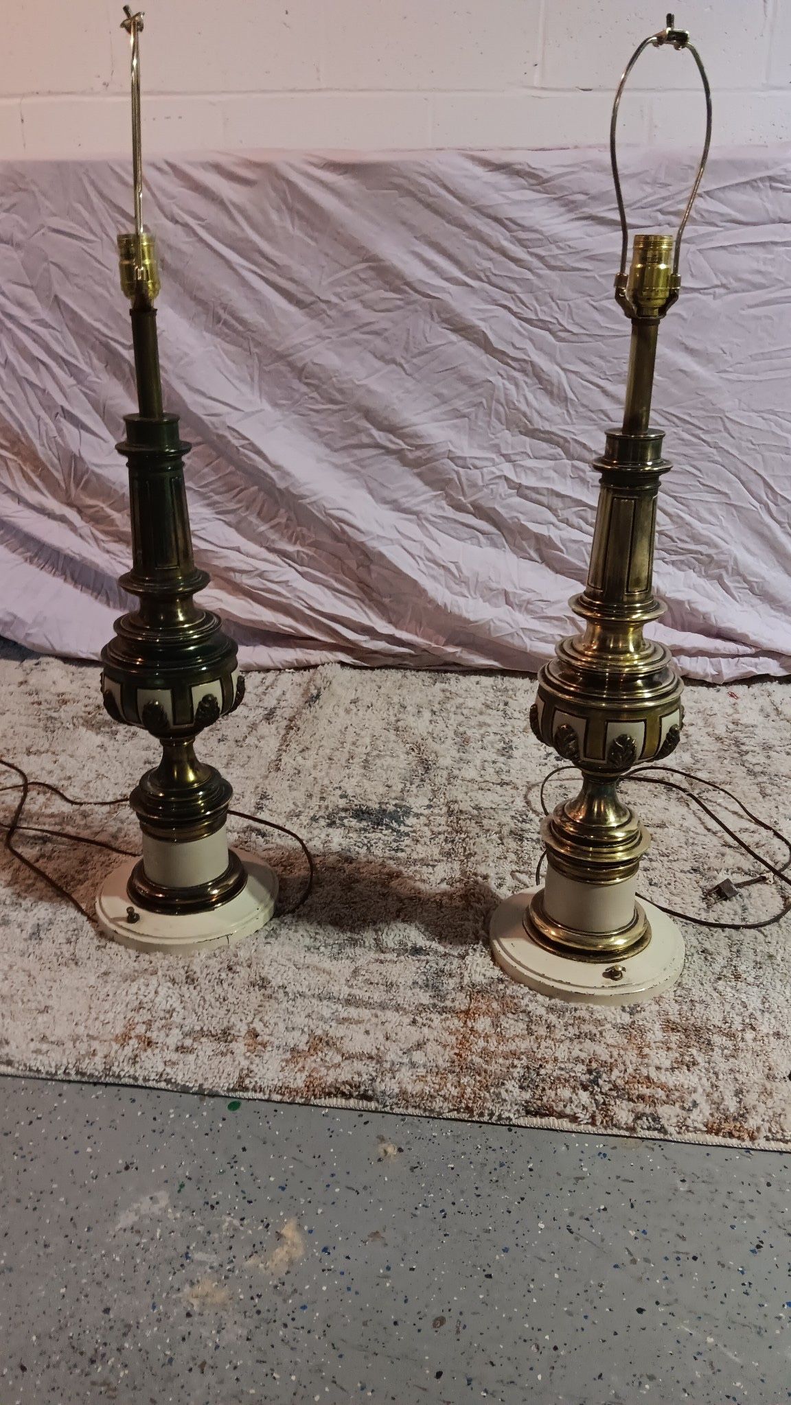 Pair Of Two Vintage gold Painted Brass Stiffel Lamps