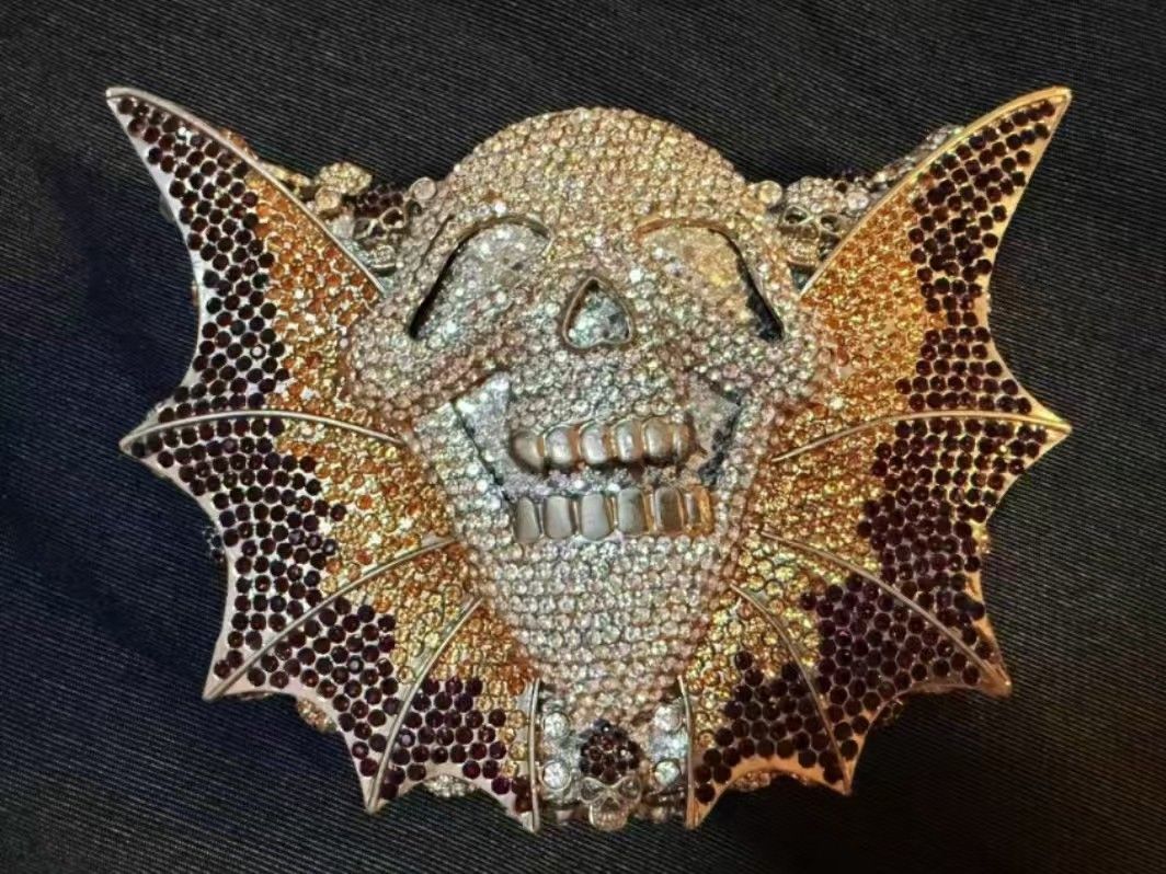 🔥New Silver Skull Rhinestone Evening Bag European and American Hollow Rhinestone Gemstone Clutch Bag Banquet Wedding Must Have